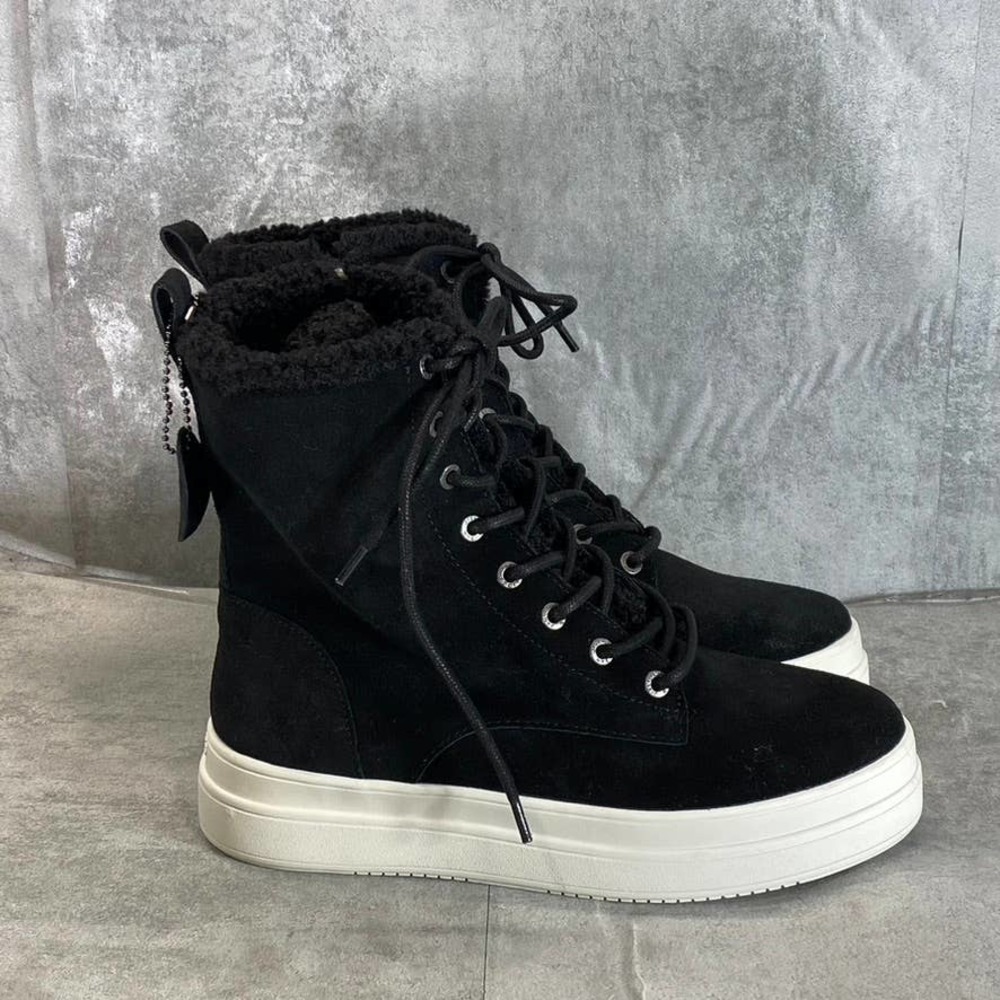 J/Slides NYC Women's Black Torrie Water-Resistant Faux-Fur Platform Boots SZ 8